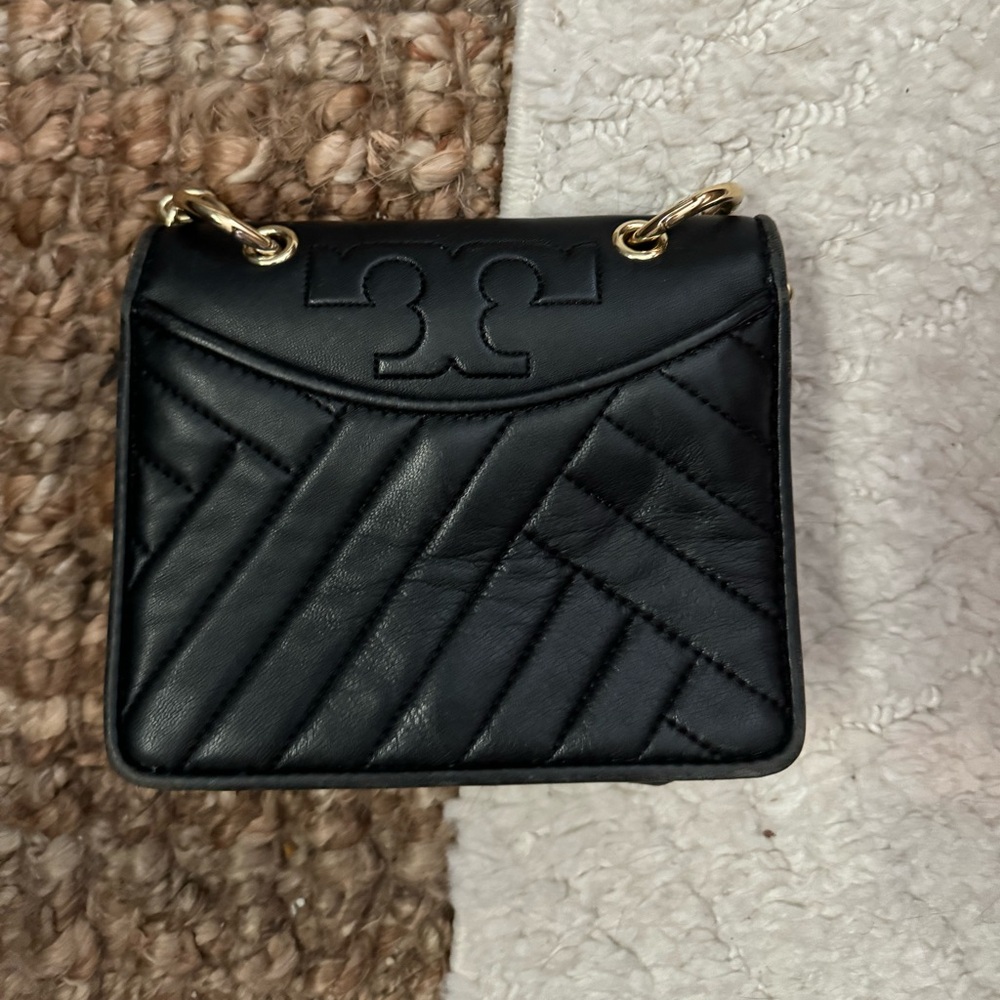 Black Tory Burch small bag- gold strap embellished